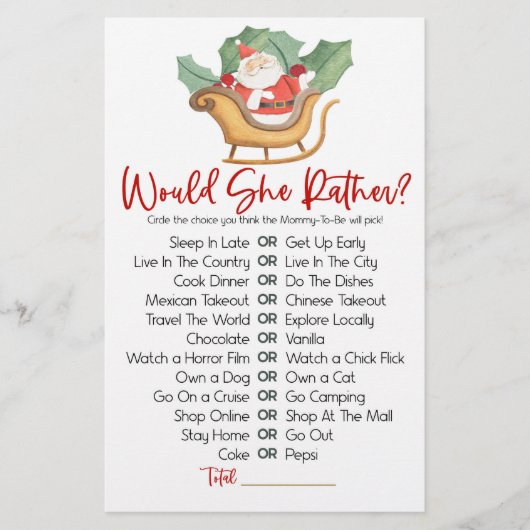 クリスマスは彼女はむしろ赤ちゃんシャワーのゲーム 便箋 (正面)