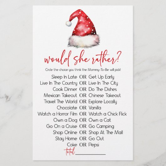 クリスマスは彼女はむしろ赤ちゃんシャワーのゲーム 便箋 (正面)