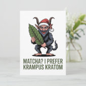 クリスマスは抹茶よりクランプスのクラトムで!面白いデザイン サンキューカード (スタンド正面)