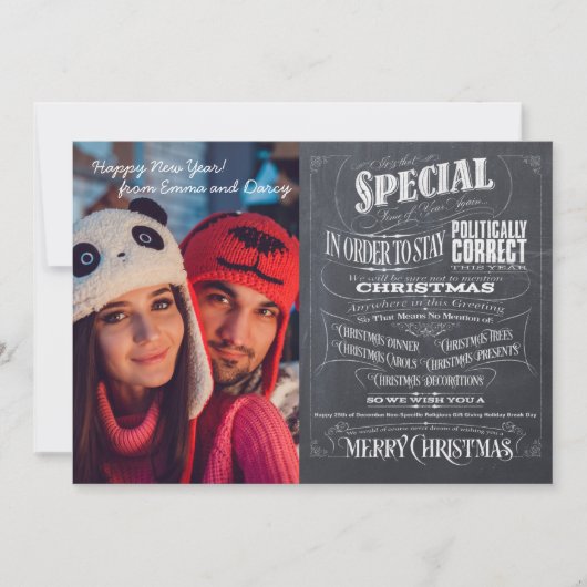 クリスマスは政治的に正しくないチョークで目覚めた シーズンカード (正面)