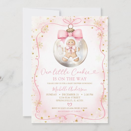 クリスマスは方法に小さなクッキーを振りかけたベビー 招待状 (正面)