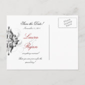 クリスマスは日付を保存フォトカード – 結婚の宝石の赤 案内ポストカード (裏面)