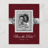 クリスマスは日付を保存フォトカード – 結婚の宝石の赤 案内ポストカード (正面)