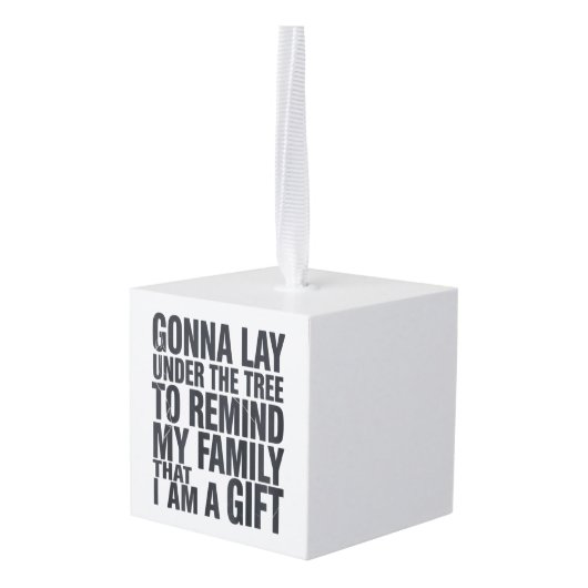 クリスマスは木の下に横たわるクリスマス キューブオーナメント (裏面アングル)