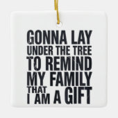 クリスマスは木の下に横たわるクリスマス セラミックオーナメント (正面)