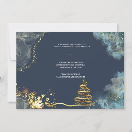 クリスマスは来の、大理石スタイルゴールデンカンパニー 招待状 (裏面)