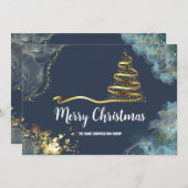 クリスマスは来の、大理石スタイルゴールデンカンパニー 招待状 (正面/裏面)
