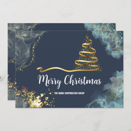 クリスマスは来の、大理石スタイルゴールデンカンパニー 招待状 (正面/裏面)