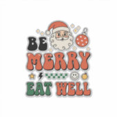 クリスマスは楽しくおいしくサンタのデザイン シール (正面)