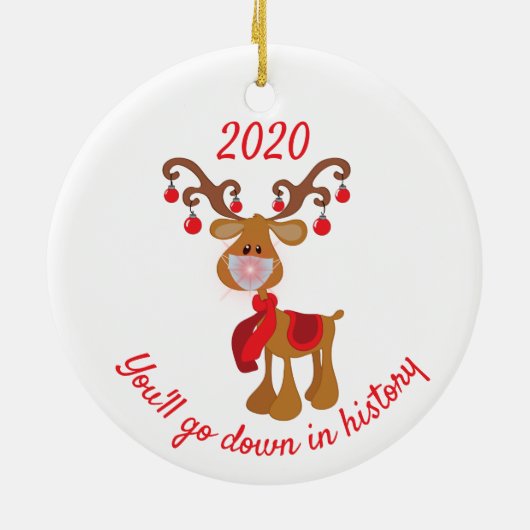 クリスマスは歴史の中でダウンRudolph 2020 セラミックオーナメント (裏面)