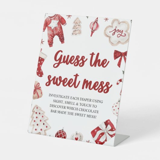 クリスマスは甘い混乱ベビーシャワーゲームを推測 台座サイン (正面)