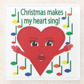 "クリスマスは私のハートを歌う"歌うハート ガラスコースター (正面)
