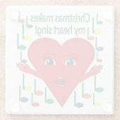 "クリスマスは私のハートを歌う"歌うハート ガラスコースター (裏面)