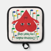 "クリスマスは私のハートを歌う"歌うハート 鍋敷き (正面)