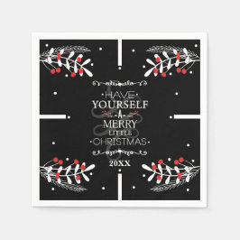 クリスマスは自分自身を持っている…レッドベリーの休日 スタンダードカクテルナプキン