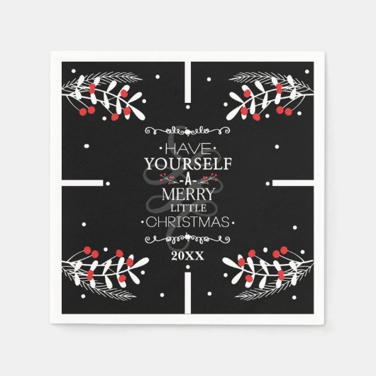 クリスマスは自分自身を持っている…レッドベリーの休日 スタンダードカクテルナプキン (正面)