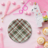 クリスマスは赤い緑と白の格子模様 ペーパープレート (パーティー)