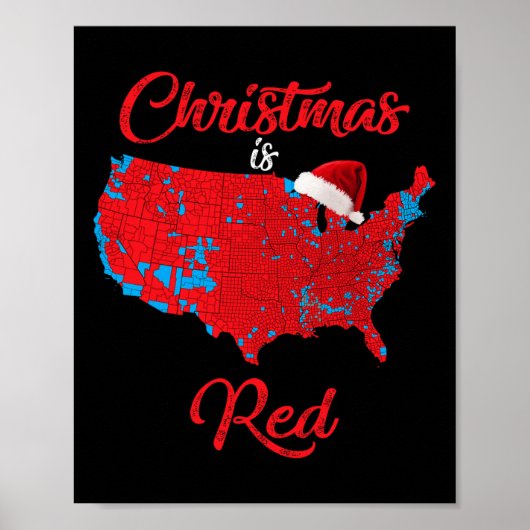 クリスマスは赤い2024選挙マップトランプの地すべり ポスター (正面)