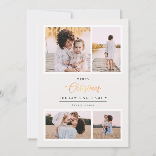 クリスマスは金ゴールド |アイボリーエレガント4の祝日 シーズンカード (正面)