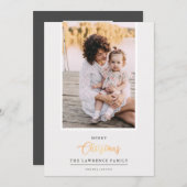 クリスマスは金ゴールド |アイボリーモダン縦写真 シーズンカード (正面/裏面)