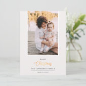 クリスマスは金ゴールド |アイボリーモダン縦写真 シーズンカード (スタンド正面)