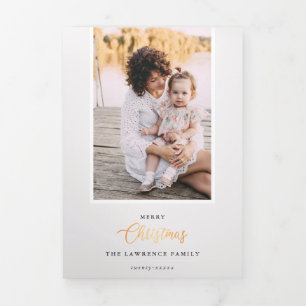 クリスマスは金ゴールド  アイボリー5数々のフォトギャラリー 三つ折り招待状