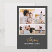 クリスマスは金ゴールド |グレー4モダンフォトコラージュ シーズンカード (正面/裏面)