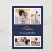 クリスマスは金ゴールド |ネイビエレガントー4連休 シーズンカード (正面/裏面)