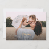 クリスマスは金ゴールド | ネイビモダンフルフレーム写真 シーズンカード (正面)