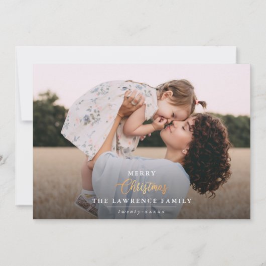 クリスマスは金ゴールド | ネイビモダンフルフレーム写真 シーズンカード (正面)