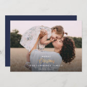 クリスマスは金ゴールド | ネイビモダンフルフレーム写真 シーズンカード (正面/裏面)