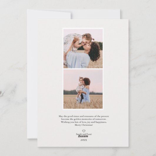 クリスマスは金ゴールド |ネイビモダンー縦写真 シーズンカード (裏面)