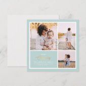 クリスマスは金ゴールド |ミントモダン3写真コラージュ シーズンカード (正面/裏面)