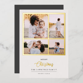 クリスマスは金ゴールド |ミントモダン4フォトホリデー   箔招待状
