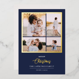 クリスマスは金ゴールド |ミントモダン4フォトホリデー 箔招待状