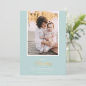 クリスマスは金ゴールド |ミント縦モダン方向写真 シーズンカード (スタンド正面)