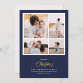 クリスマスは金ゴールド |海軍4モダン写真の祝日 シーズンカード (正面/裏面)