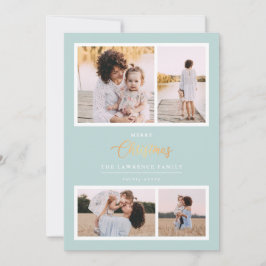 クリスマスは金ゴールド | Mint エレガント 4フォトホリデー シーズンカード