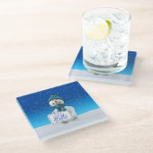 クリスマスは雪ガラスのコースター ガラスコースター (アングル)