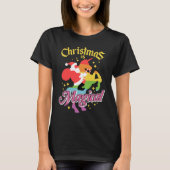 クリスマスは魔法のサンタのユニコーン乗り Funny Tシャツ (正面)
