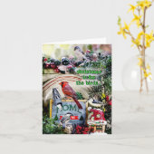 クリスマスは鳥の小さなクリスマスカードのためだ カード (黄色い花)