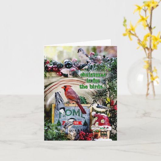 クリスマスは鳥の小さなクリスマスカードのためだ カード (黄色い花)