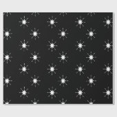 クリスマスは黒と白、星 ラッピングペーパー (フラット)