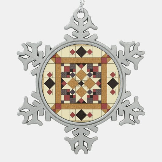 クリスマスは2016年のモダンなウェールズ木のオーナメントをキルトにします スノーフレークピューターオーナメント (正面)