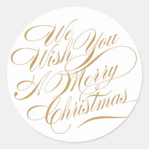 クリスマスは の金ゴールドか白を望みます ラウンドシール