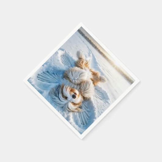 クリスマスひげコリースノーエンジェル スタンダードカクテルナプキン (角)