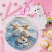 クリスマスひげコリースノーエンジェル ペーパープレート (パーティー)