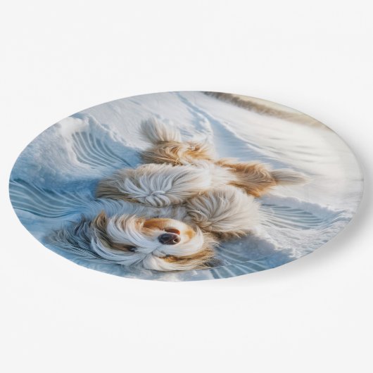 クリスマスひげコリースノーエンジェル ペーパープレート (アングル)