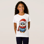 クリスマスふくろうのキッズ&ティーンTシャツ Tシャツ (正面フル)