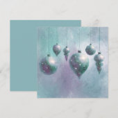 クリスマスぶら下がったのティール（緑がかった色）バウブルフラットカード (正面/裏面)